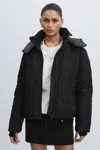 The Upside Black  Hooded Puffer Coat In Black