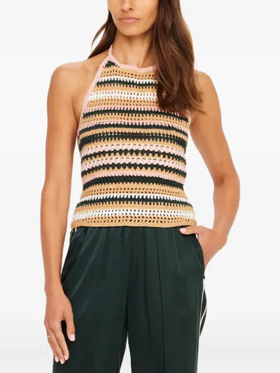 The Upside Bohemia Sal Crochet Striped Halter-neck Top In Multi