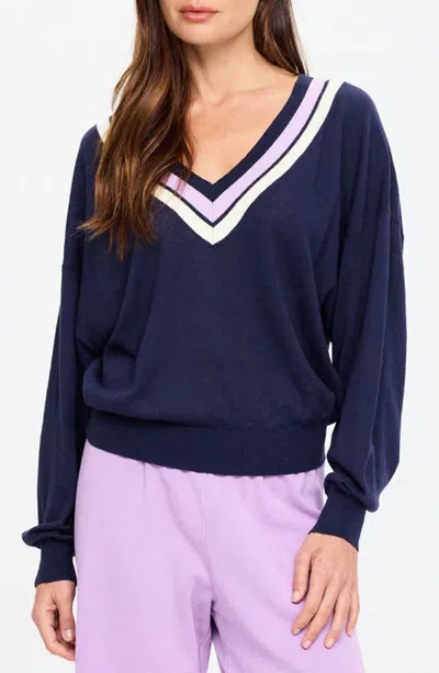 The Upside Bonita V Neck Sweater In Navy