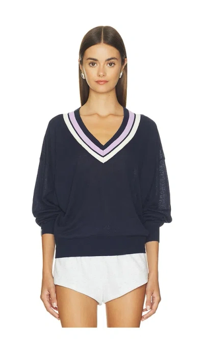 The Upside Bonita V-neck Knit Sweater In Blue