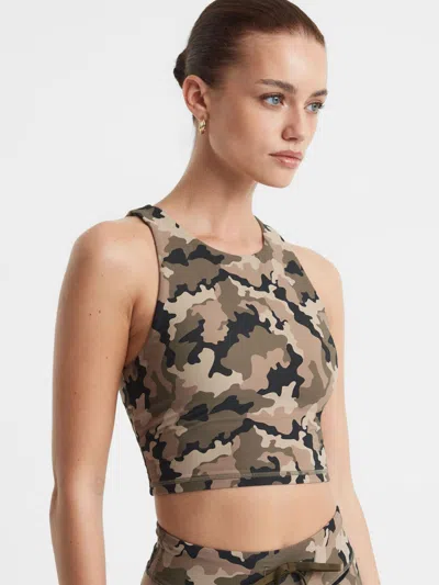 The Upside Camouflage Cropped Tank Top In Brown