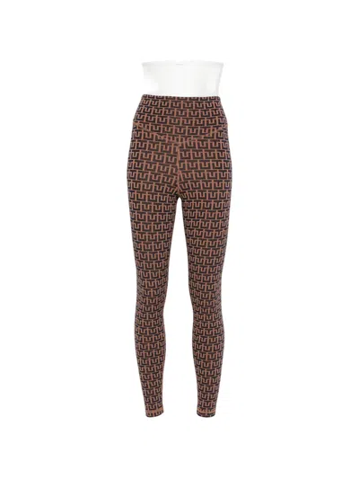 The Upside Castilla Geometric-pattern Leggings In Brown