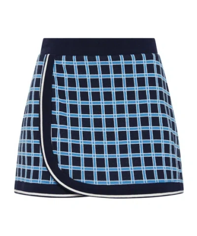 The Upside Clubhouse Reece Checked Cotton Miniskirt In Blue