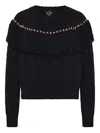 The Upside Clara Tassel Cable Knit Crewneck Sweater In Blue
