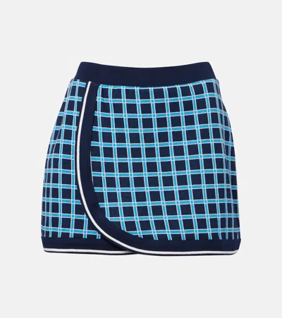 The Upside Clubhouse Reece Checked Cotton Miniskirt In Blue