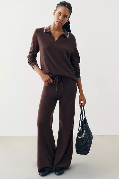 The Upside Coco Amelie Knit Wide-leg Pants In Brown