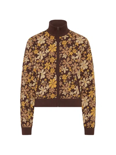 The Upside Copacabana Margot Floral-print Cardigan In Brown