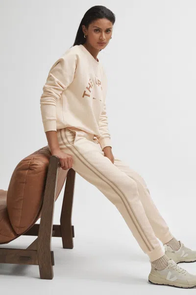 The Upside Cotton Side Stripe Joggers In Cream