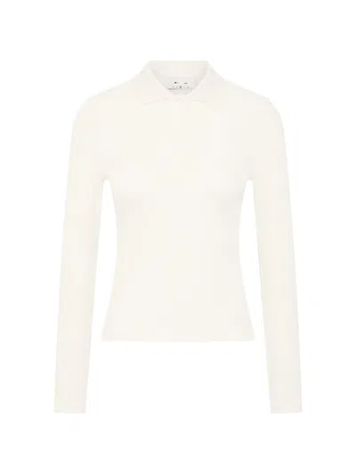 The Upside Cruz Ribbed-knit Polo Shirt In Neutral