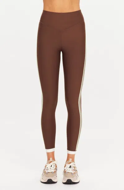 The Upside Daytona High Waist Stripe Midi Leggings In Brown