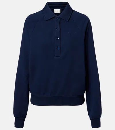 The Upside Elle Cotton Jersey Polo Sweater In Blue
