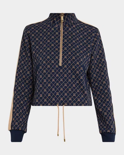The Upside Ezra Morgan Monogram Quarter-zip Pullover In Blue