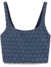 The Upside Graphic-print Square-neck Sports Bra In Blue