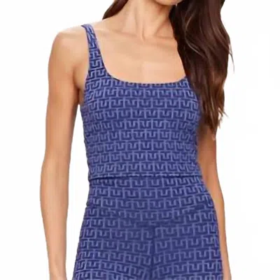 The Upside Farrow Scoop Neck Crop Top In Denim In Blue