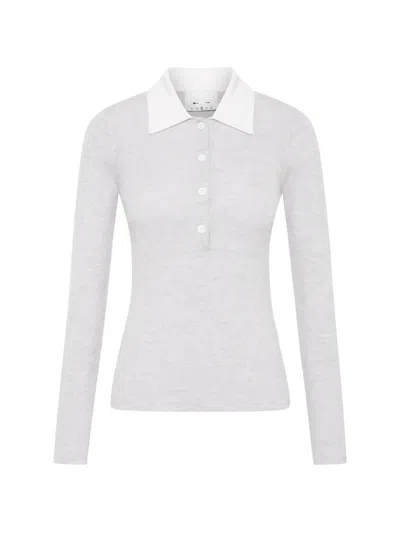 The Upside Faye Collared Knit Polo Top In White