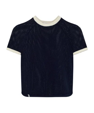 The Upside Fenway Mesh Knit Top In Blue