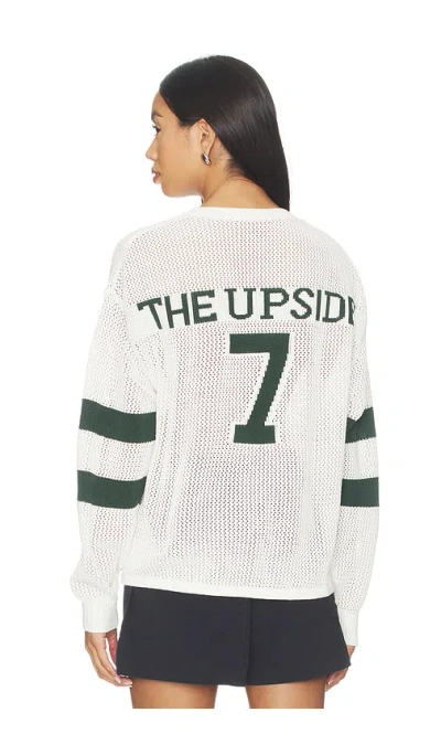The Upside Fenway Sebastian Knit Crew Sweatshirt In White