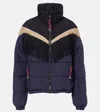 The Upside Hakuba Fox Fringe-detail Quilted Ski Jacket In Blue