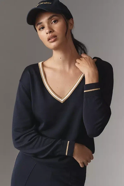The Upside Greenwich Long-sleeve V-neck Top In Blue