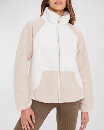The Upside Harlow Colorblock Fleece Zip-front Jacket In Natural