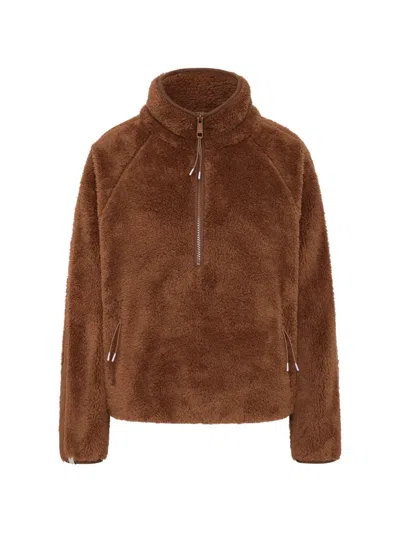 The Upside Harlow Fleece-sweatshirt Mit Kurzem Reissverschluss In Brown
