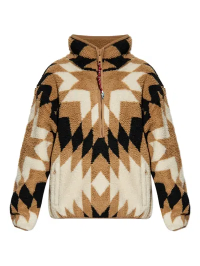 THE UPSIDE HARLOW GEOMETRIC-PATTERN HALF-ZIP SKI TOP