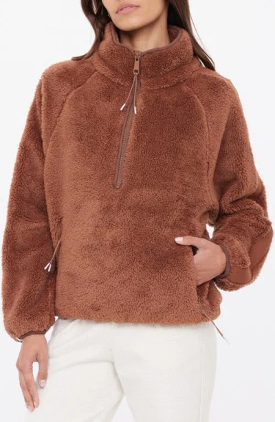 The Upside Harlow Quarter Zip Fleece Pullover In Brown