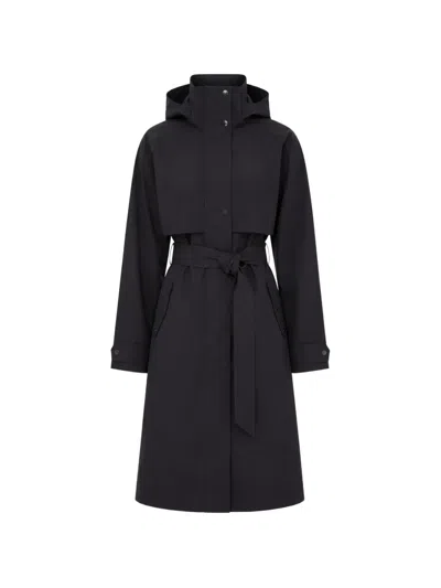 The Upside James Hooded Trench Coat In Black