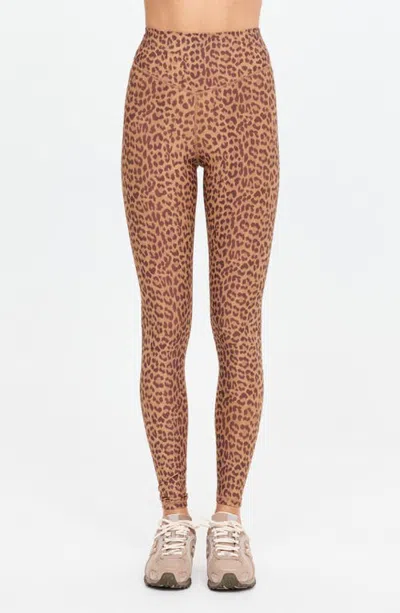 The Upside Javan Leopard Performance High Waist Leggings In Brown