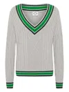 The Upside Josette Cable-knit V-neck Sweater In Gray
