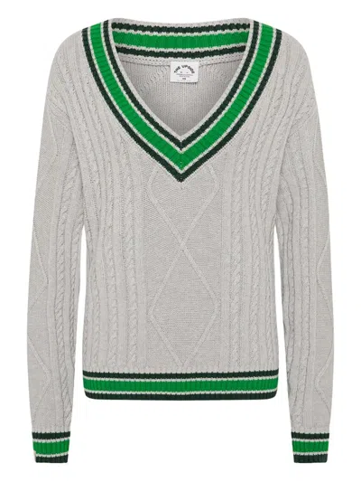 The Upside Josette Cable-knit V-neck Sweater In Gray