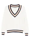 The Upside Josette V-neck Knit Sweater In White