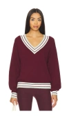 The Upside Josette V Neck Knit Sweater In Burgundy