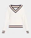 The Upside Josette V-neck Knit Sweater In White