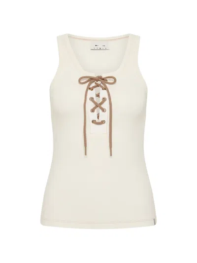 The Upside Lace-up Ribbed Tank Top In White