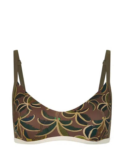 The Upside Laguna Elyssa Floral-print Sports Bra In Brown