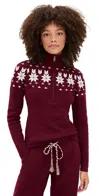 The Upside Le Ski Blanche Half-zip Patterned Ski Top In Multi