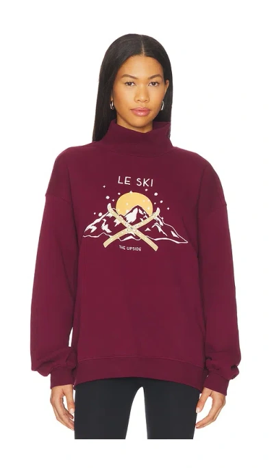 The Upside Le Ski Clementine Crew Sweatshirt In Burgundy