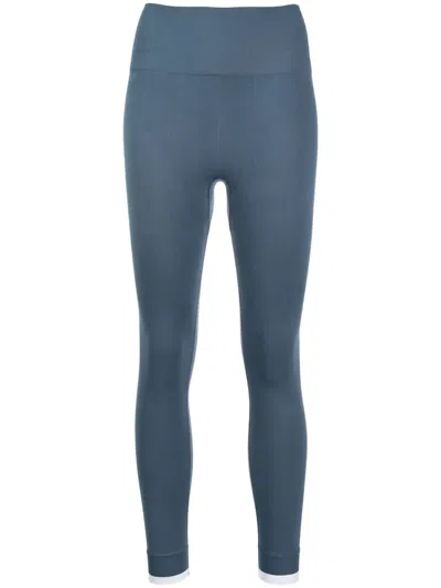 The Upside Logo-print Ribbed-edge Leggings In Blue