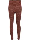 The Upside Maho 25in High Rise Midi Pant In Polka Dot In Brown