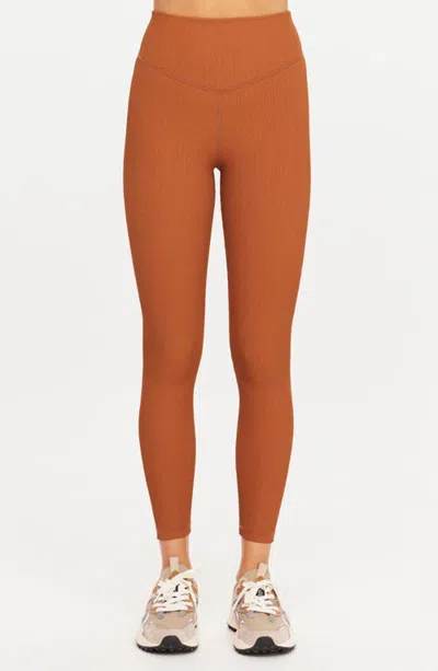 The Upside Mariana High Waist Midi Leggings In Brown