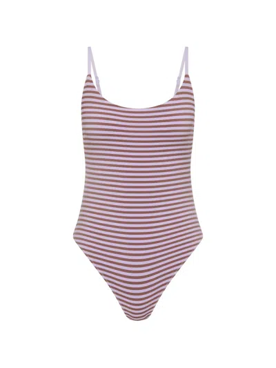 The Upside Miami Flow Badeanzug Mit Querstreifen In Purple