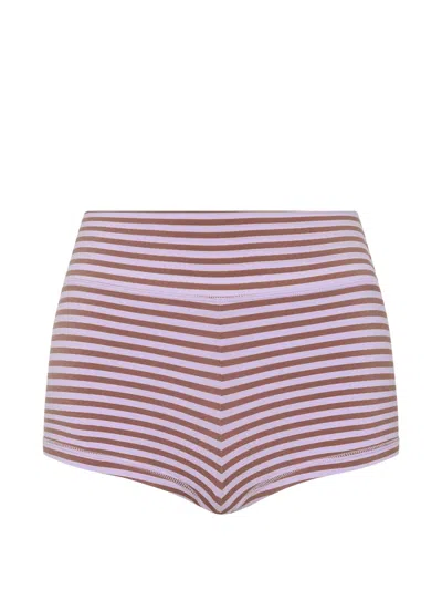 The Upside Miami Fox Striped Bikini Shorts In Multi