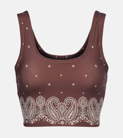 The Upside Mikkola Lou Paisley Sports Bra In Brown