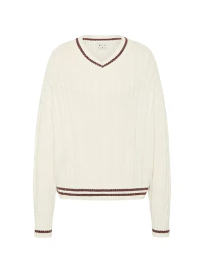 The Upside Millie V-neck Cable-knit Sweater In Neutral