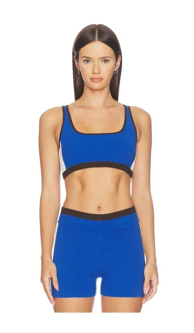 The Upside Montage Rory Scoop Knit Sports Bra In Lapis