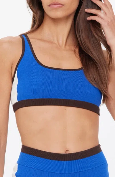 The Upside Montage Rory Scoop Neck Knit Sports Bra In Blue