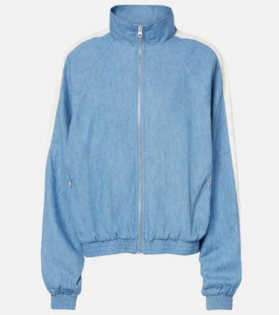 The Upside Oracle Elias Hemp And Cotton Chambray Track Jacket In Blue