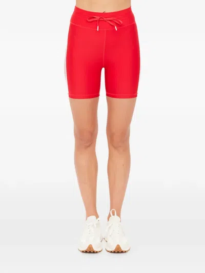 The Upside Oxford 5 In Striped Shorts In Red