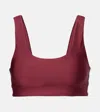 The Upside Oxford Stripe-detail Sports Bra In Brown